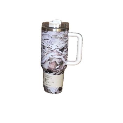 Sostenibile 40oz Leopard Stamp Camouflage Straw Cup Tumbler per bevande calde e fredde