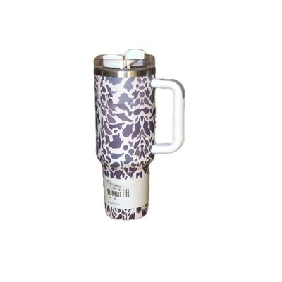 Sostenibile 40oz Leopard Stamp Camouflage Straw Cup Tumbler per bevande calde e fredde