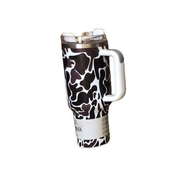 Sostenibile 40oz Leopard Stamp Camouflage Straw Cup Tumbler per bevande calde e fredde