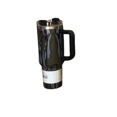 Sostenibile 40oz Leopard Stamp Camouflage Straw Cup Tumbler per bevande calde e fredde