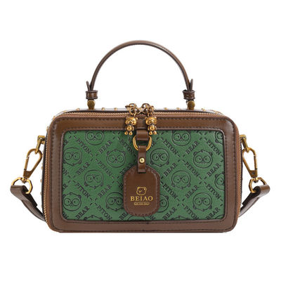 PU Retro Borsa in rilievo piccola quadrata con una lunga cintura per la spalla