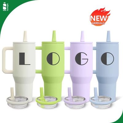 40oz Acciaio Inossidabile Calore Tazza da Caffè Viaggio Tazza con Maniglia e Flip Top Straw Tumbler