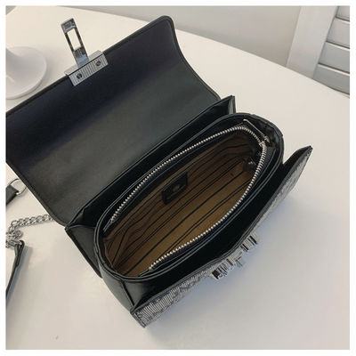 Lettera Retro Stampata Catena Lunghe Spalla Fessura Donna Sacchetto Crossbody Tipo Chiusura ZIP