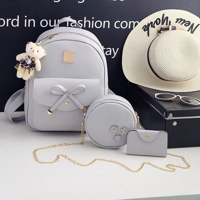 3 pezzi Set Bow Round zaino zaino spalla borsa Crossbody borsa per stili femminili