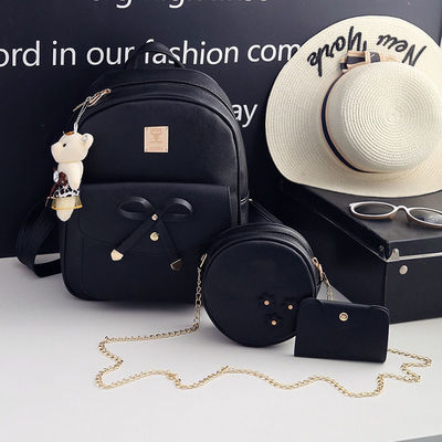 3 pezzi Set Bow Round zaino zaino spalla borsa Crossbody borsa per stili femminili