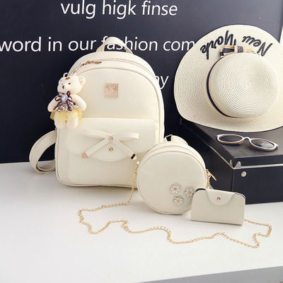 3 pezzi Set Bow Round zaino zaino spalla borsa Crossbody borsa per stili femminili