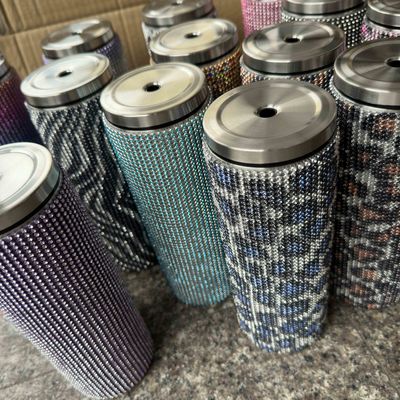 Rhinestone Bling Diamond Glitter Acciaio Inossidabile Tumbler Termale Ottimo per Caffè Tè Acqua Birra Include Capo e Paglia