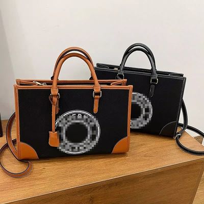 2024 Borsa da mano in tela da una sola spalla femminile con borsa di grande capacità e chiusura a zip
