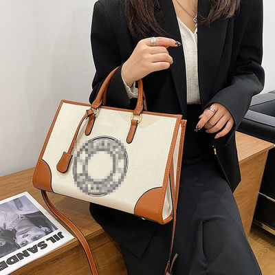 2024 Borsa da mano in tela da una sola spalla femminile con borsa di grande capacità e chiusura a zip
