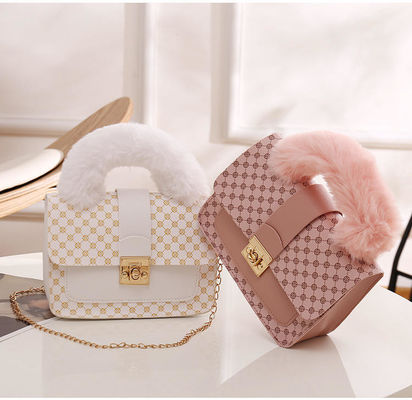 Mini borsa quadrata di lana d'agnello invernale e borsa da messaggero in PU per borsa da mano alla moda