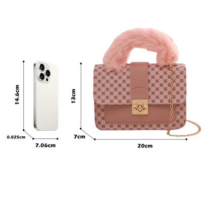 Mini borsa quadrata di lana d'agnello invernale e borsa da messaggero in PU per borsa da mano alla moda