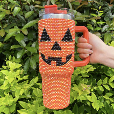 Disegno di Halloween 40oz Rhinestone Tumbler con disegno di zucca e acciaio inossidabile