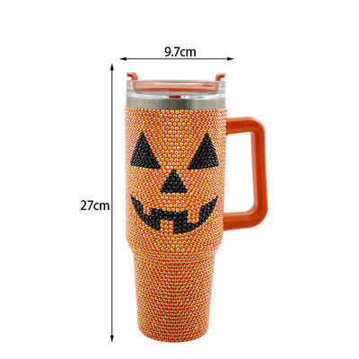 Disegno di Halloween 40oz Rhinestone Tumbler con disegno di zucca e acciaio inossidabile