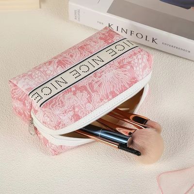 Strumenti di stoccaggio Eco Borsa di trucco in burlap Lettera stampata Borsa di trucco per donne Borse