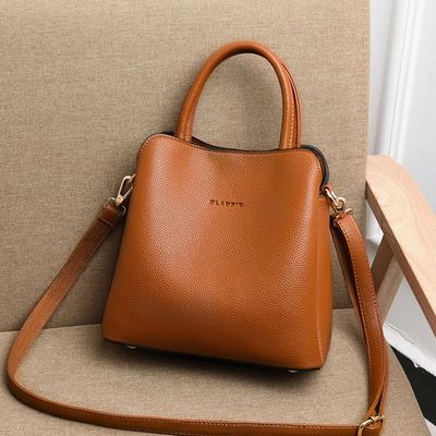 Borsa da mano in cuoio da donna di medie dimensioni Borsa da spalla con disegno geometrico